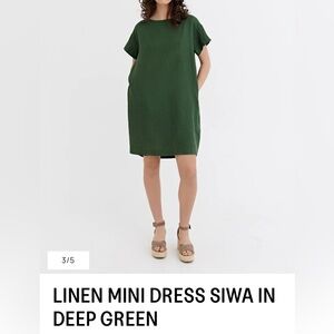 Magic Linen mini dress SIWA in deep green L